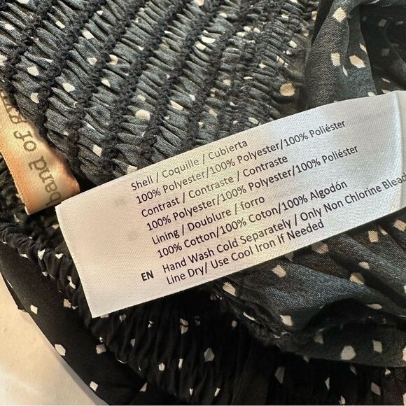 Band of Gypsies Jumpsuit Black White Polka Dot Wide Leg Smocked Back Size S - Picture 7 of 11